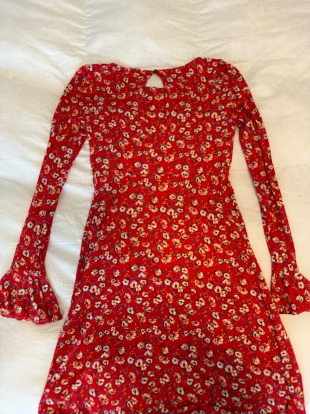Free People Red Floral Long-Sleeve Dress - Small